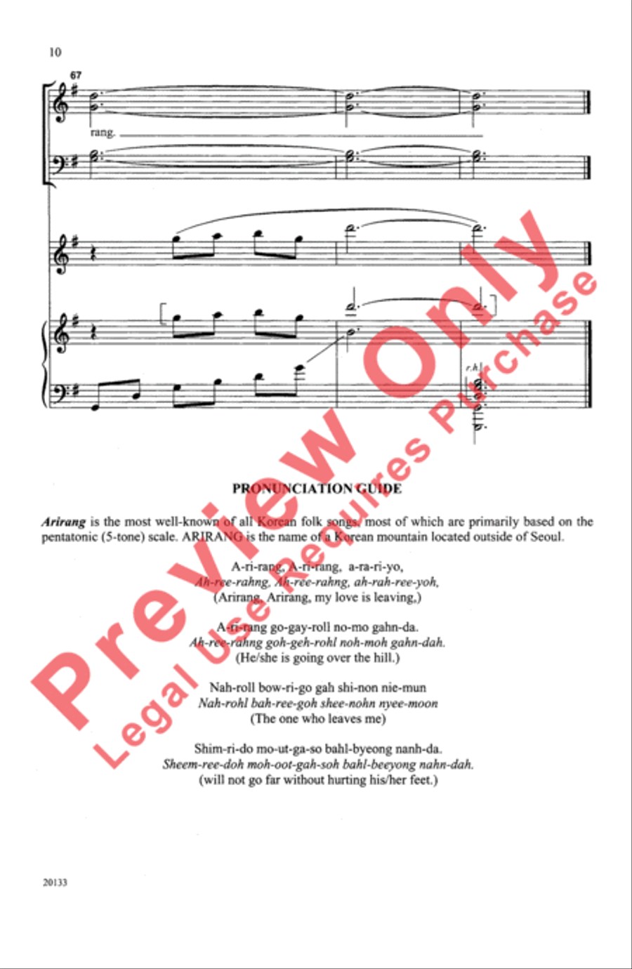 Arirang (Korean Folk Song) 4-Part scores gallery preview page 10