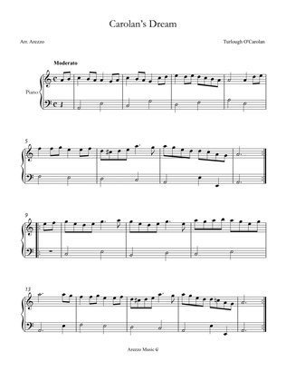 carolan's dream - easy piano sheet music turlough'o carolan