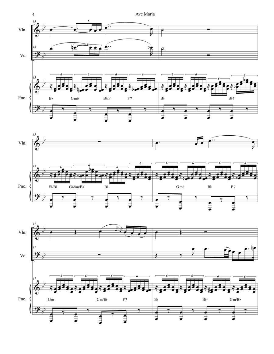 Ave Maria (Duet for Violin and Cello) Piano Trio scores gallery preview page 4