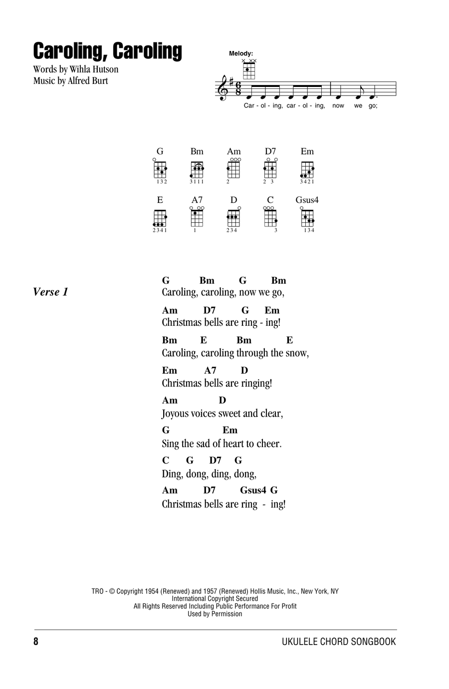 Caroling, Caroling Caroling, Caroling Ukulele scores gallery preview page 1