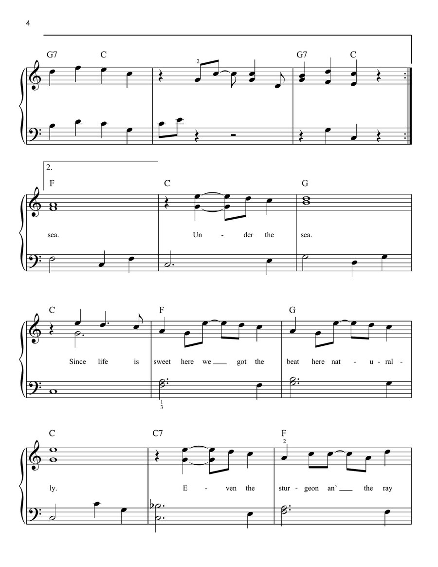 Under The Sea (from The Little Mermaid) Easy Piano scores gallery preview page 4