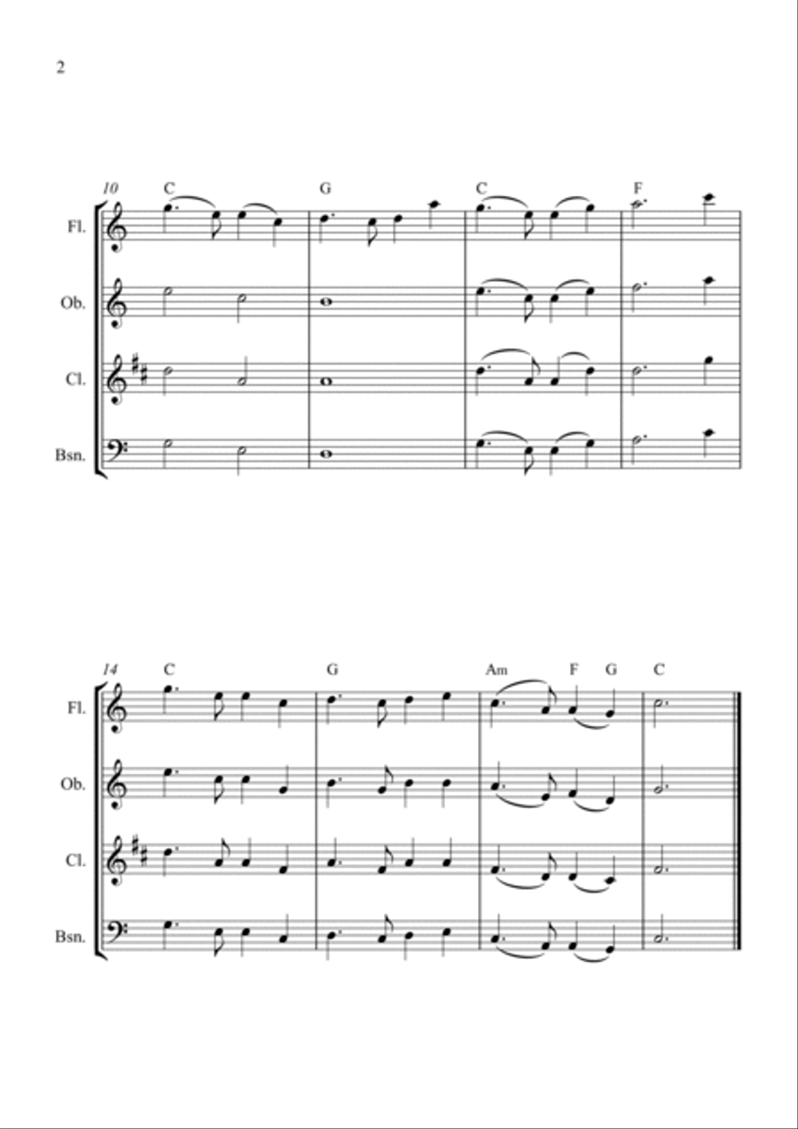 Auld Lang Syne Woodwind Quartet scores gallery preview page 2