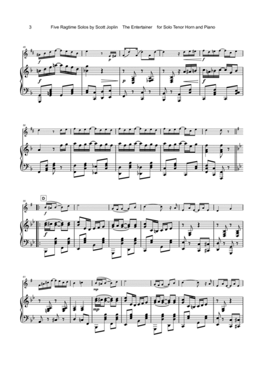 Five Ragtime Solos by Scott Joplin for Tenor Horn and Piano