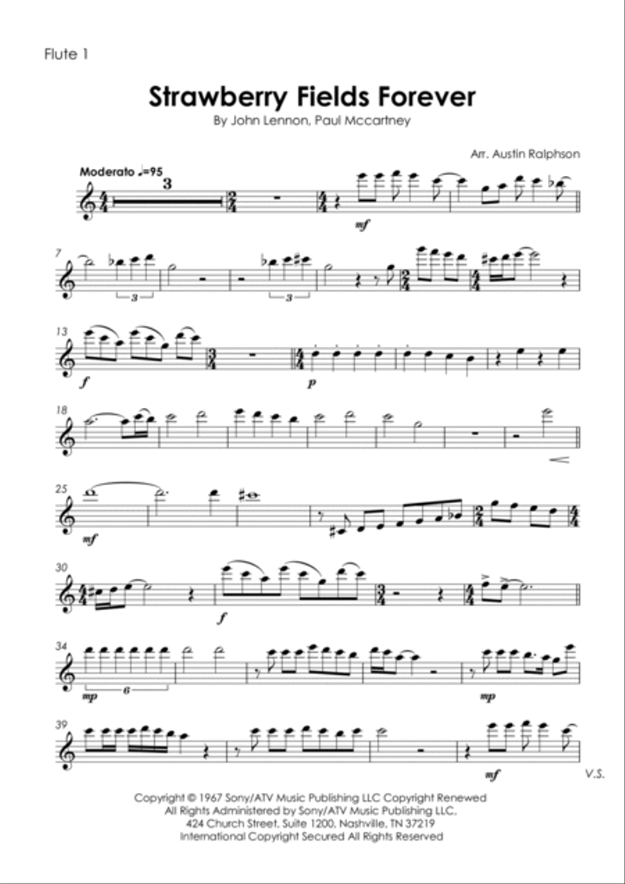 Strawberry Fields Forever Flute Quartet scores gallery preview page 3