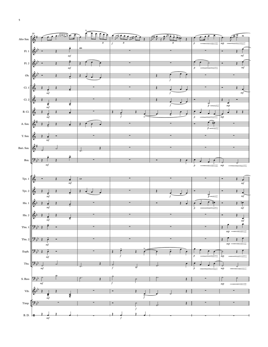 Nocturne in G Minor, Op. 37 #1 arranged for Wind Ensemble and Solo Alto Saxophone Concert Band scores gallery preview page 6