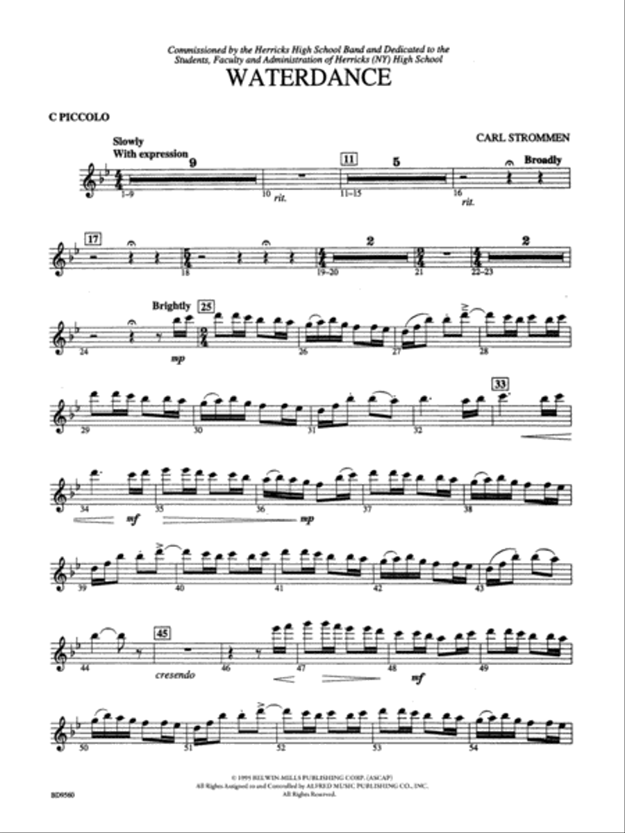 Waterdance: Piccolo Concert Band scores gallery preview page 1