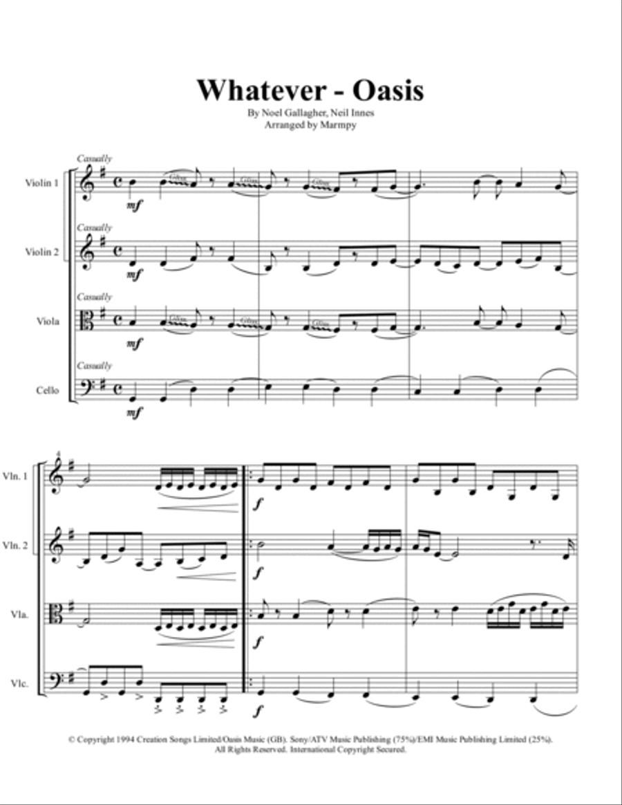 Whatever Whatever String Quartet scores gallery preview page 5