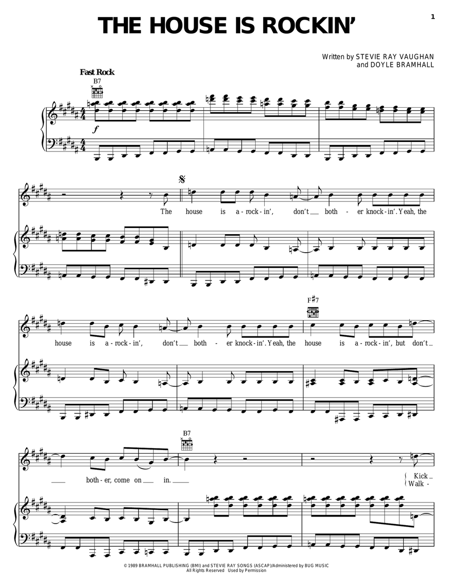 The House Is Rockin' Piano, Vocal, Guitar scores gallery preview page 1