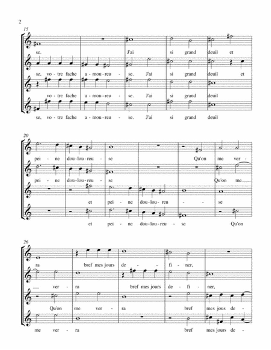 Josquin des Prez - Mille Regretz arranged for Saxophone Quartet Saxophone Quartet scores gallery preview page 2