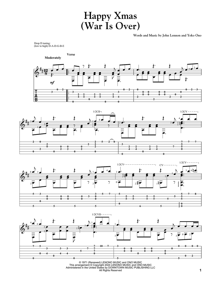 Happy Xmas (War Is Over) Acoustic Guitar scores gallery preview page 1
