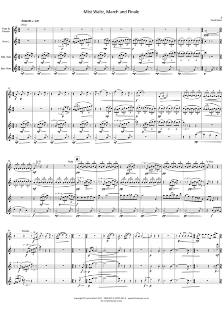 Mist Waltz, March and Finale Flute Quartet scores gallery preview page 3