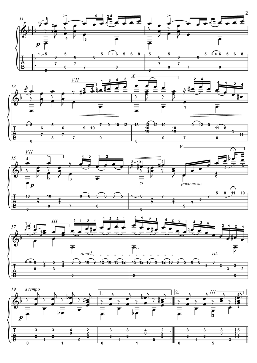 Capricho Arabe by Tarrega guitar solo Acoustic Guitar scores gallery preview page 2
