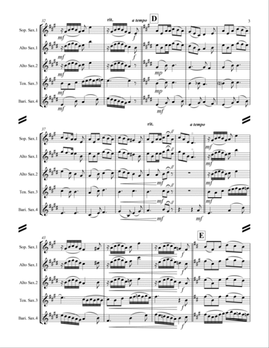 I Wonder As I Wander Saxophone Quartet scores gallery preview page 4