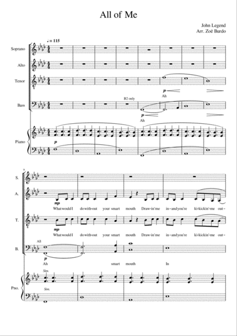 All Of Me 4-Part scores gallery preview page 1