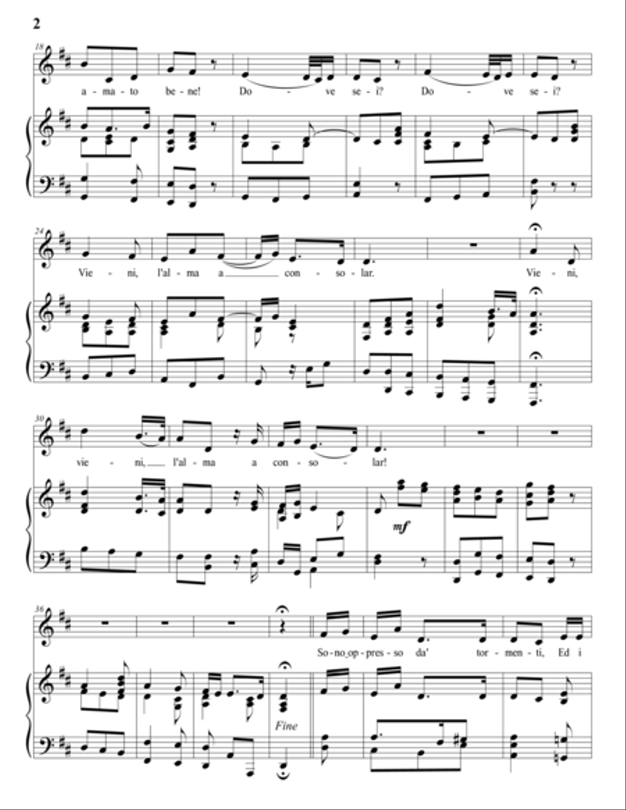 HANDEL: Dove sei? (transposed to D major) Voice scores gallery preview page 3