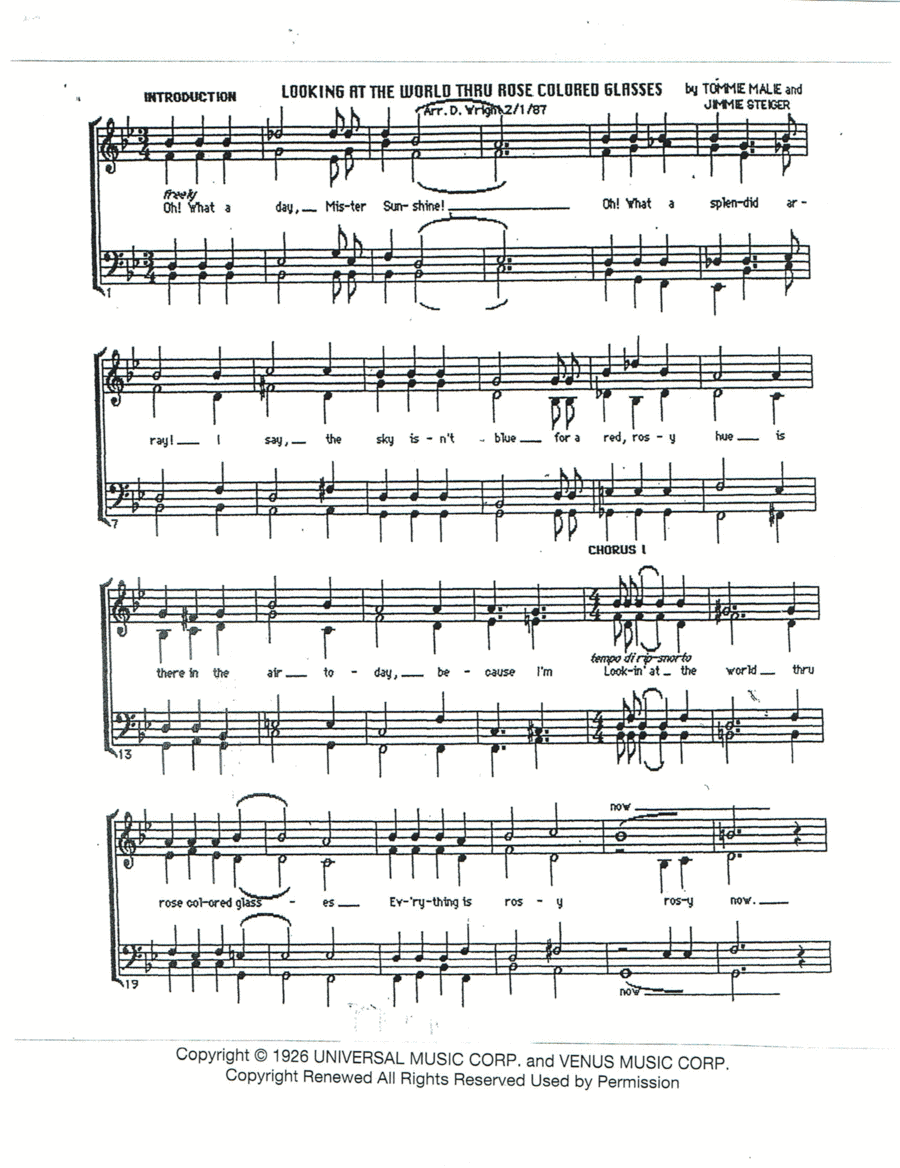 Looking At The World Through Rose Colored Glasses Small Ensemble scores gallery preview page 1