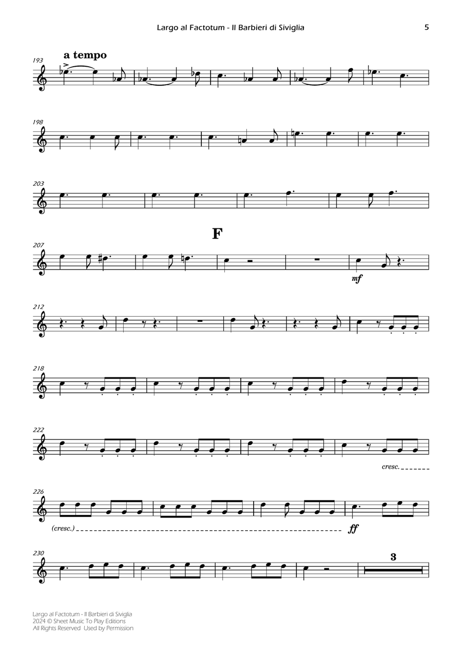 Largo al Factotum - Violin and Piano (Individual Parts) Violin Solo scores gallery preview page 5