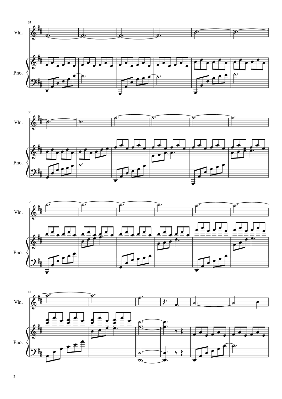 Cacciapaglia - Figlia del Cielo (arr. piano&violin) Small Ensemble scores gallery preview page 2