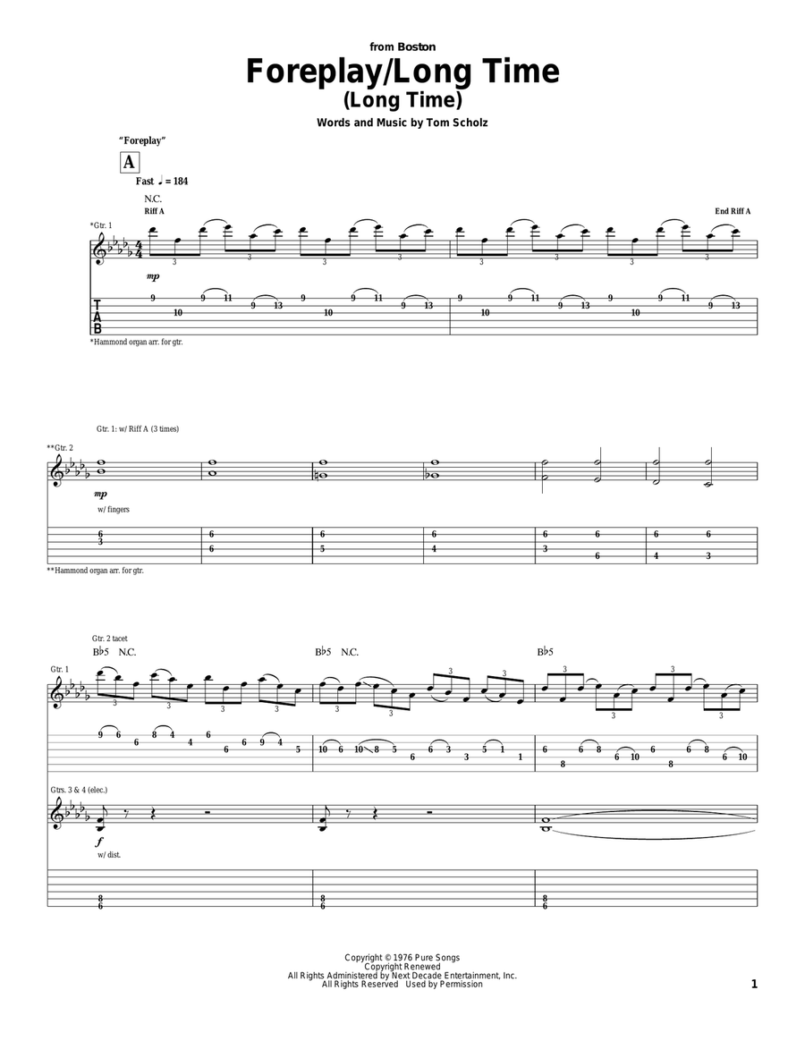 Foreplay/Long Time (Long Time) Acoustic Guitar scores gallery preview page 1