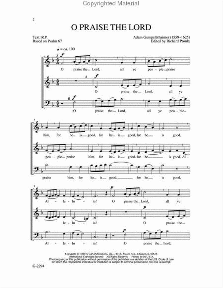 O Praise the Lord 3-Part scores gallery preview page 2