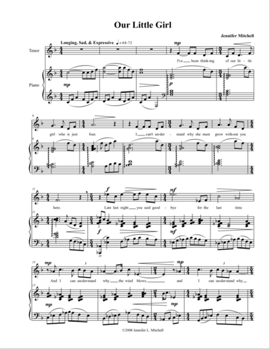 Our Little Girl Our Little Girl Voice Solo scores gallery preview page 1