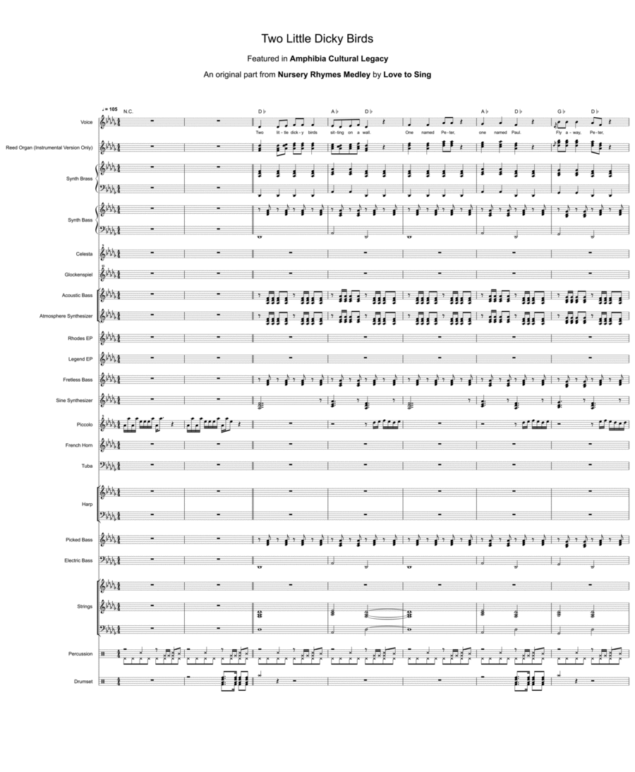 Two Little Dicky Birds Piccolo scores gallery preview page 1