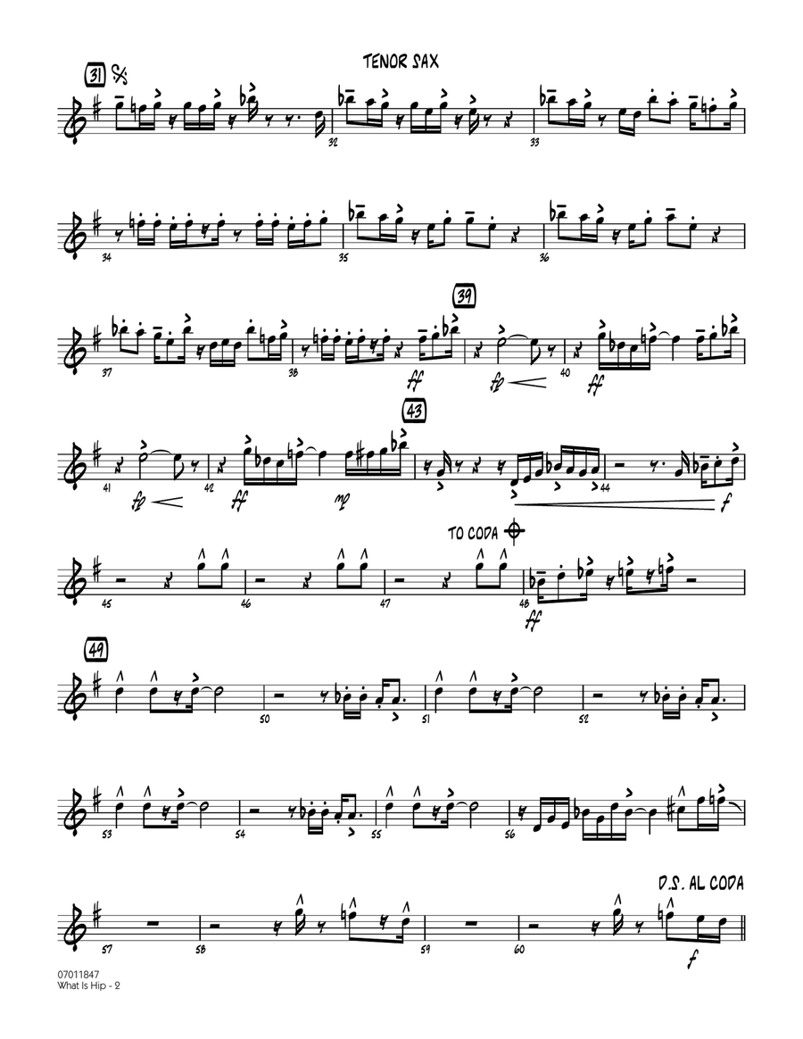 What Is Hip - Tenor Sax What Is Hip - Tenor Sax Jazz Ensemble scores gallery preview page 2