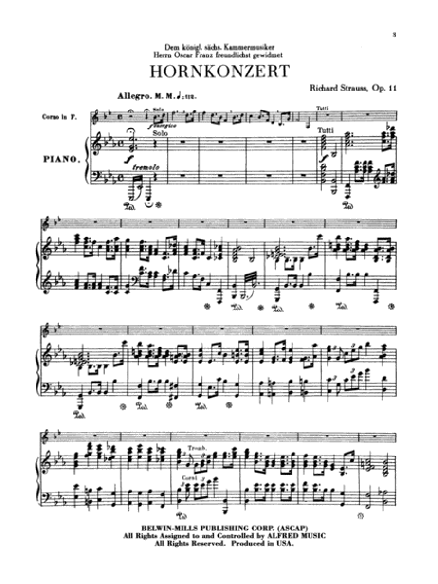 Horn Concerto No. 1, Op. 11 in E-flat Major (Orch.) Small Ensemble scores gallery preview page 3