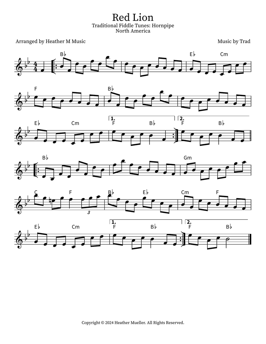 Red Lion Red Lion Violin scores gallery preview page 1