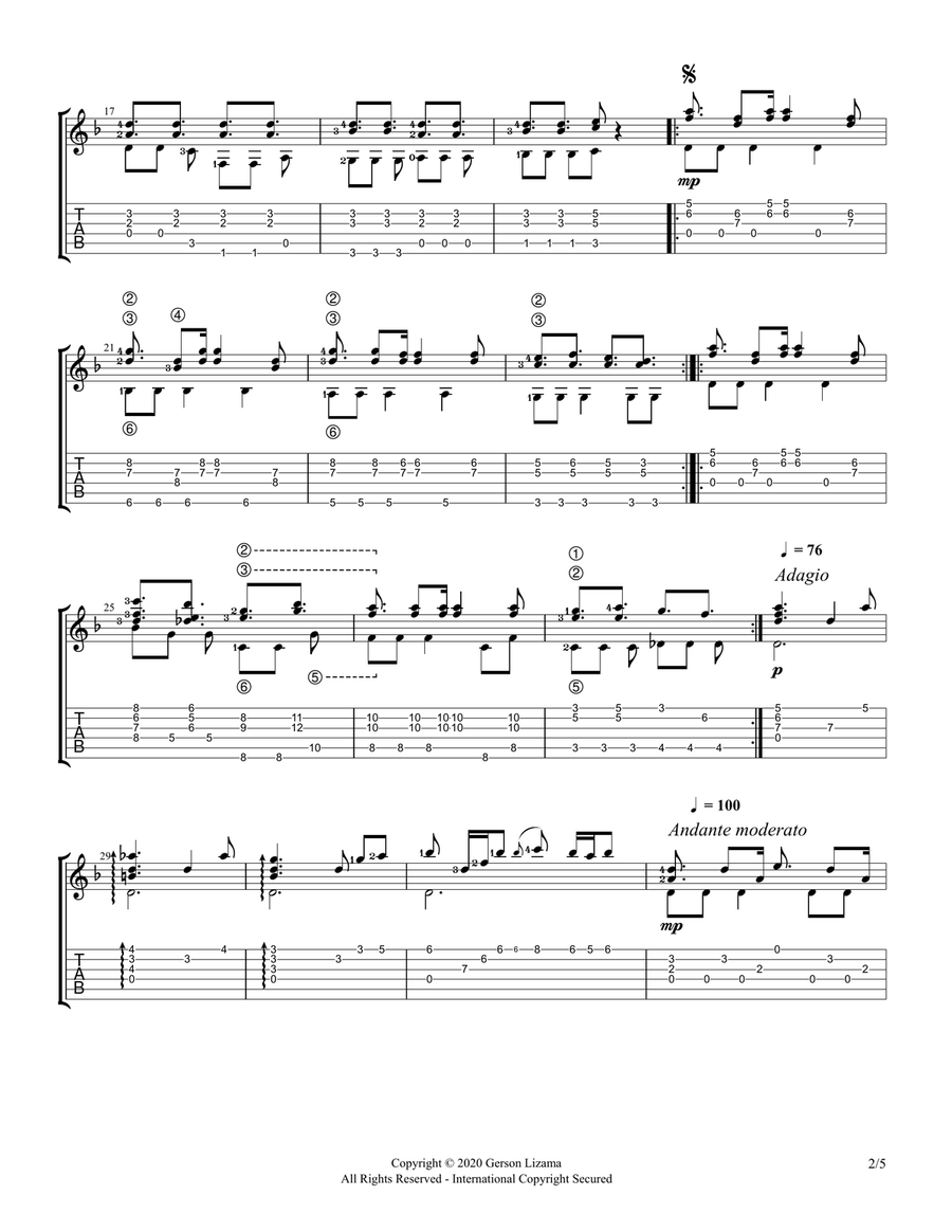 Gerson Lizama - Entre el Mar y el Cobre (Guitar Sheet Music+TABS) Acoustic Guitar scores gallery preview page 4