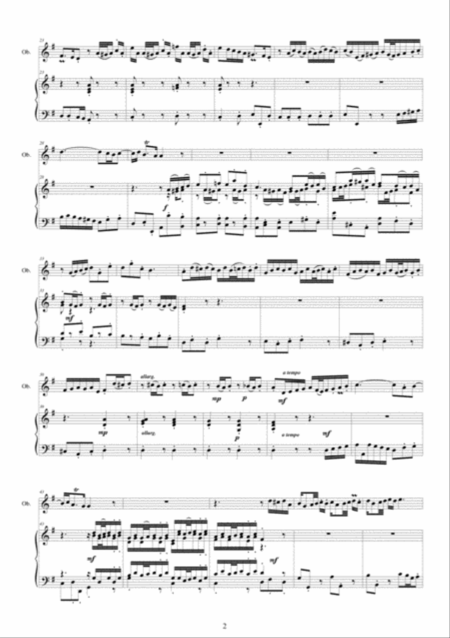 Telemann - Concerto in G major TWV51-G3 for Oboe and Piano Piano scores gallery preview page 2