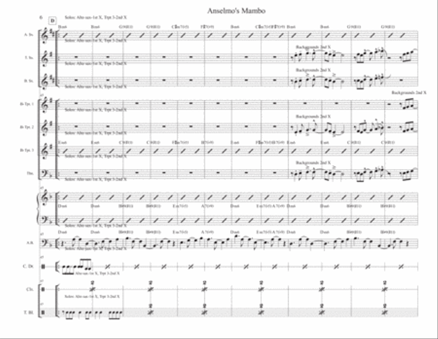 Anselmo's Mambo for 12 piece Latin jazz band Jazz Ensemble scores gallery preview page 6