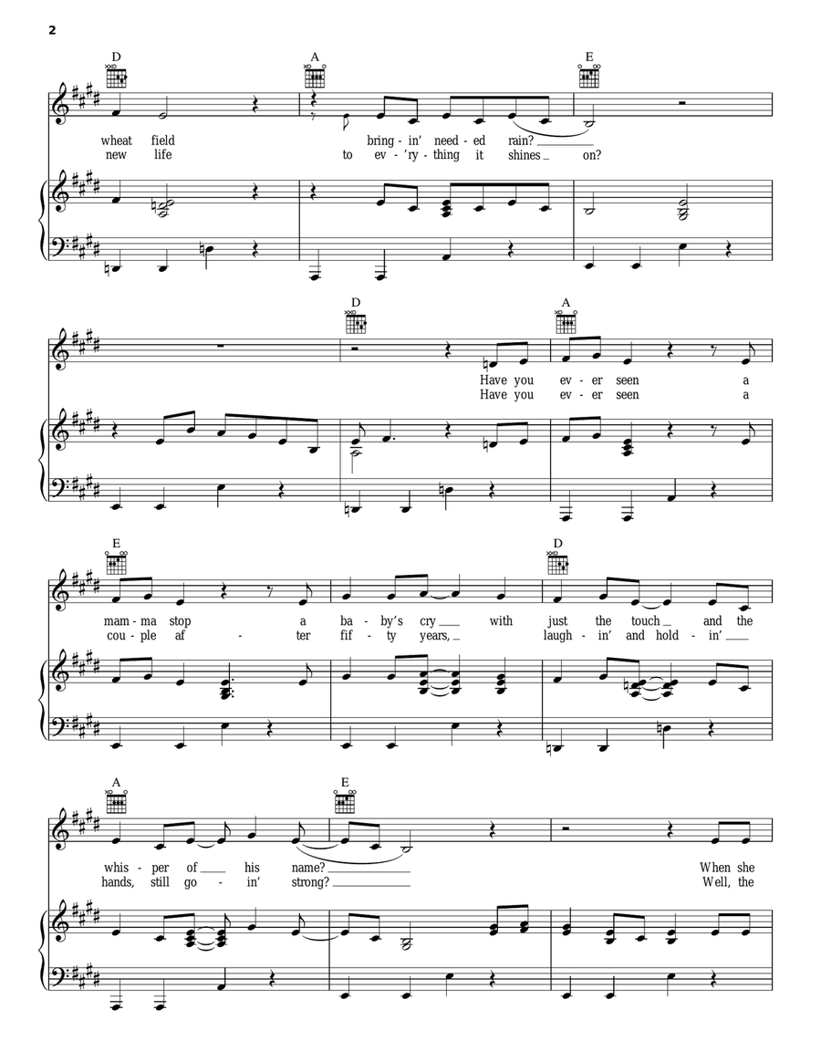 She's Beautiful Piano, Vocal, Guitar scores gallery preview page 2