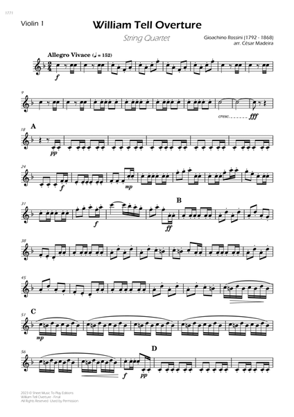 William Tell Overture - String Quartet (Individual Parts) image number null