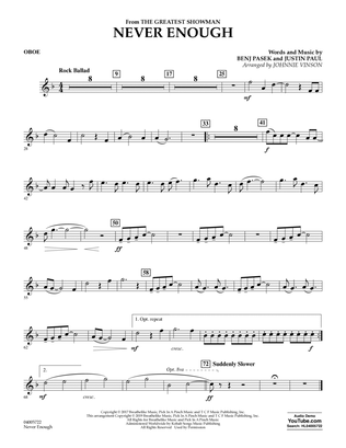 Never Enough (from The Greatest Showman) (arr. Johnnie Vinson) - Oboe