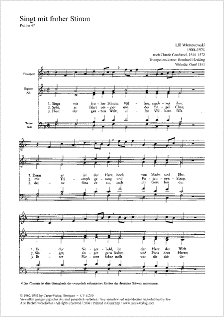 Singt mit froher Stimm 4-Part scores gallery preview page 1