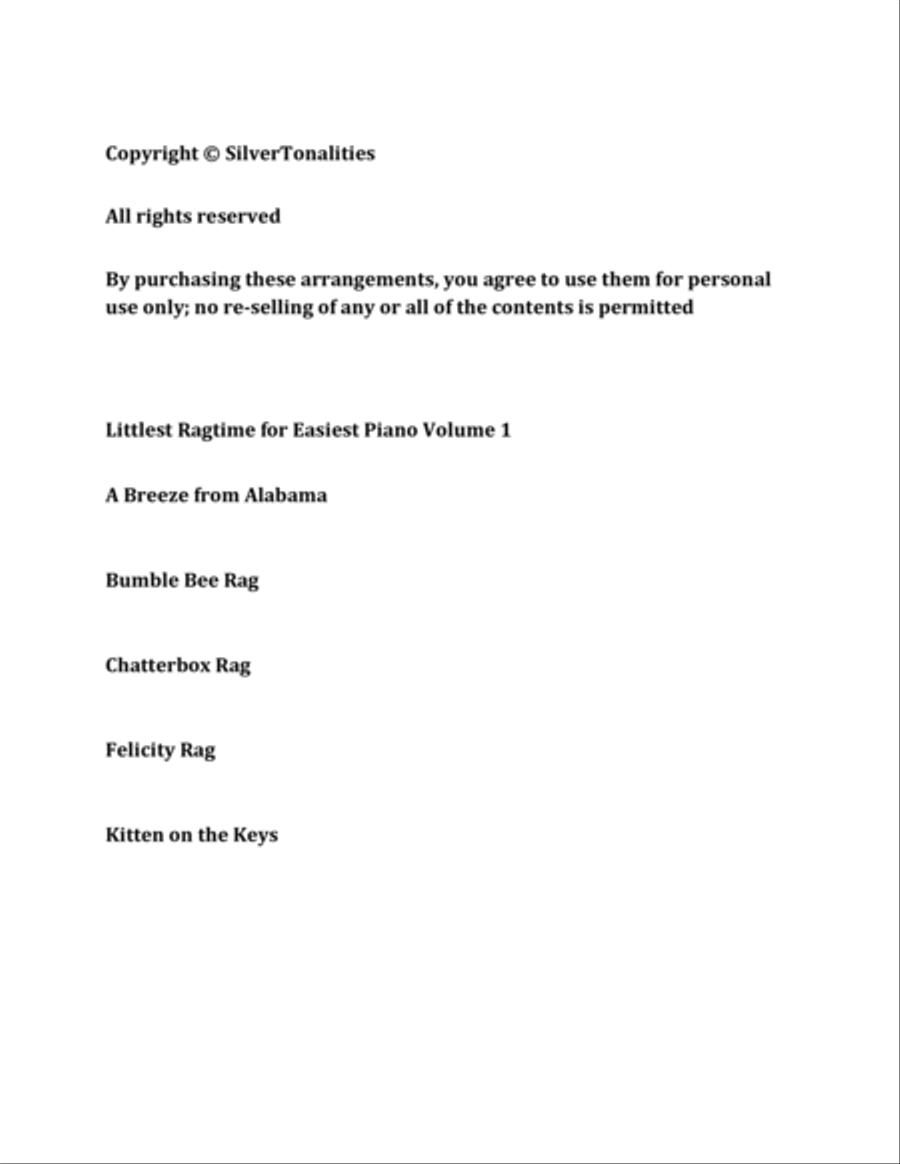 Littlest Ragtime for Easiest Piano 1 Sheet Music Easy Piano scores gallery preview page 2
