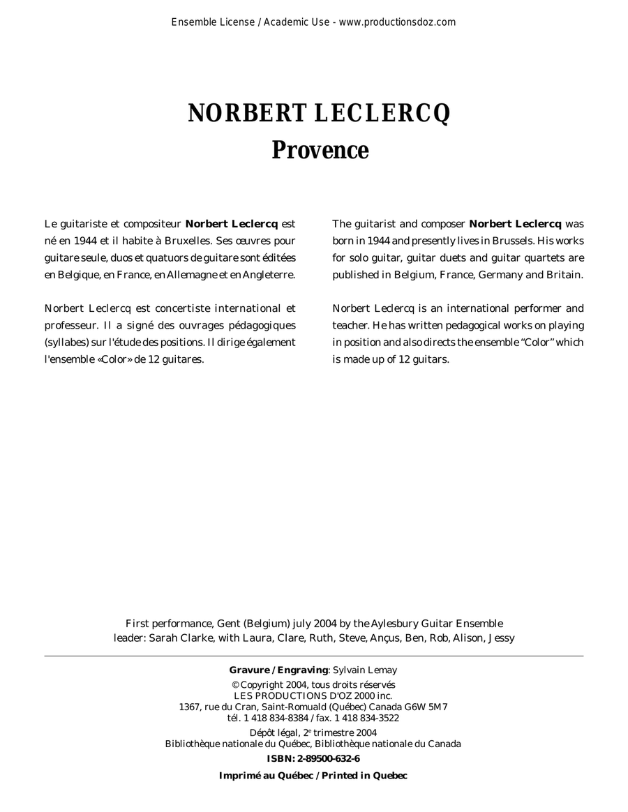 Provence Guitar Ensemble scores gallery preview page 1