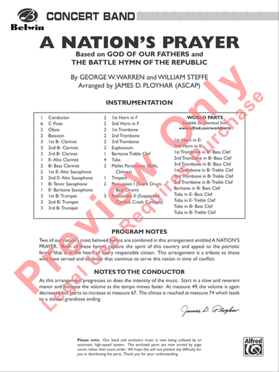 A Nation's Prayer A Nation's Prayer Concert Band scores gallery preview page 2