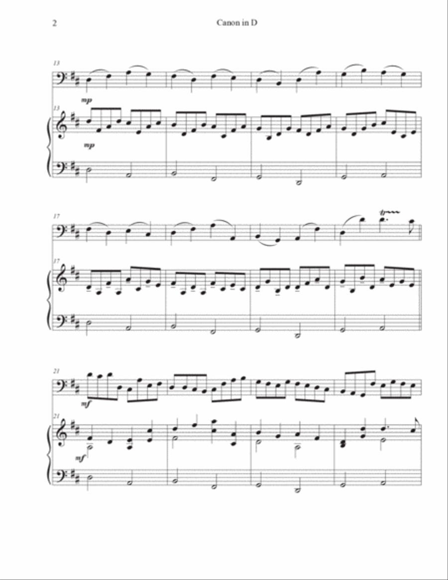 Canon in D (Cello-Piano) Piano scores gallery preview page 2