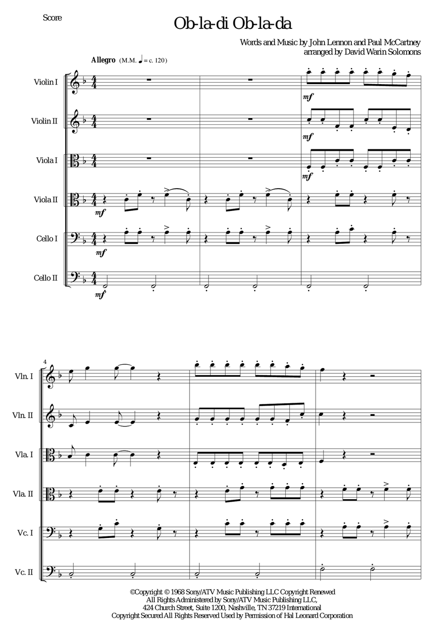 Ob-La-Di, Ob-La-Da String Trio scores gallery preview page 1