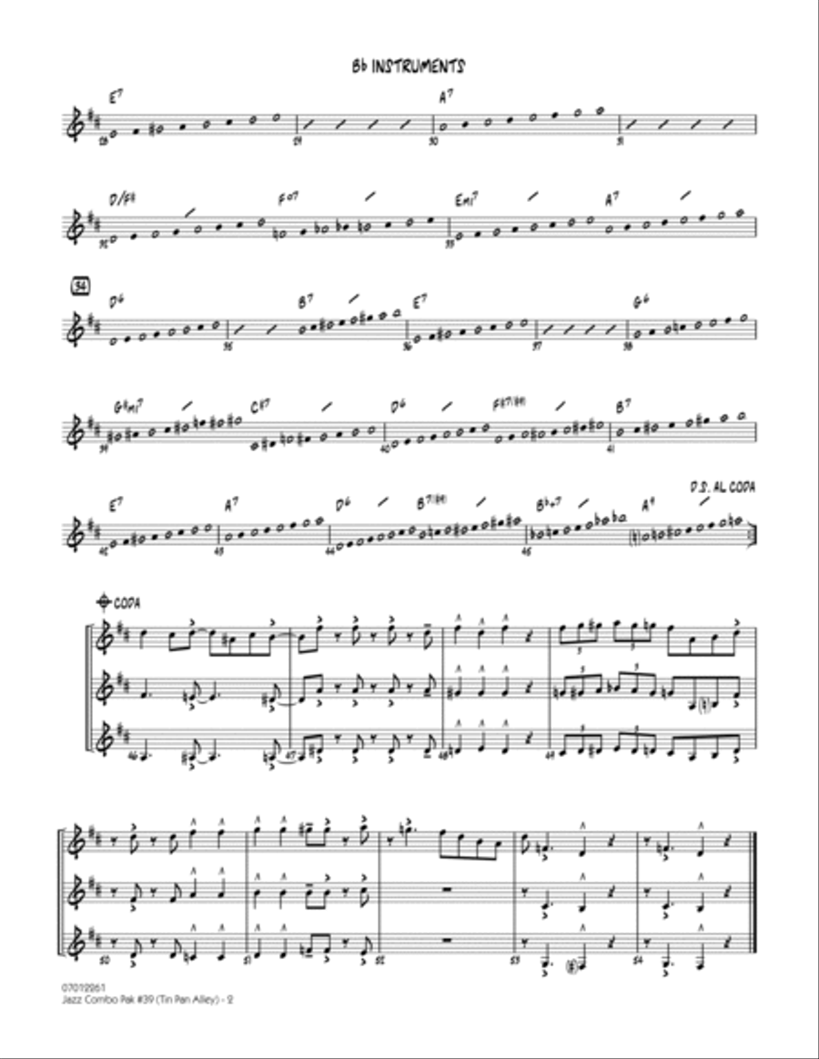 Jazz Combo Pak #39 (Tin Pan Alley) - Bb Instruments Jazz Ensemble scores gallery preview page 2