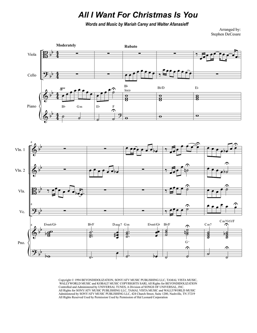 All I Want For Christmas Is You String Quartet scores gallery preview page 1