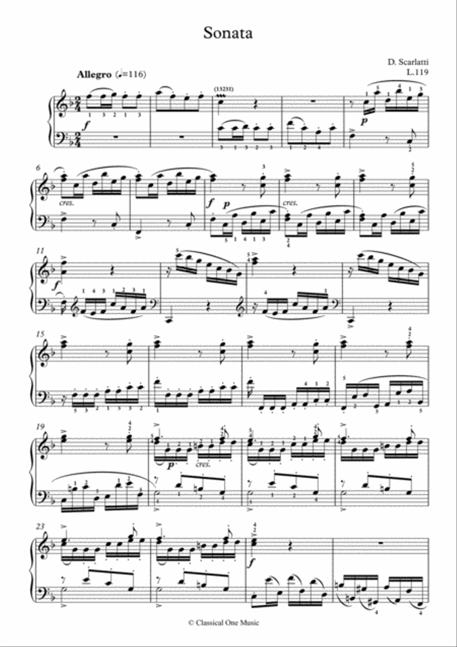 Scarlatti-Sonata in F-Major L.119 K.366(piano) Piano Solo scores gallery preview page 2