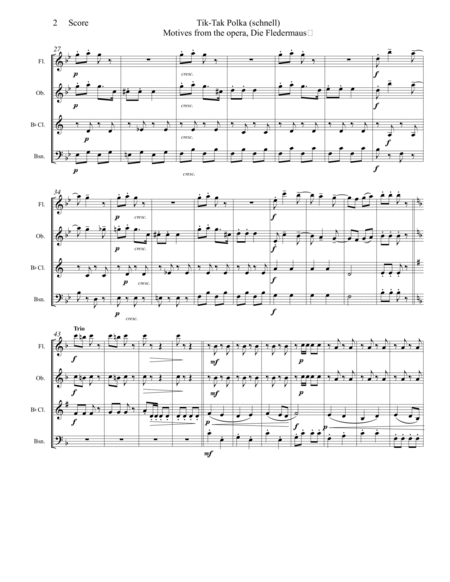 Tik Tak Polka by Johann Strauss set for woodwind quartet image number null