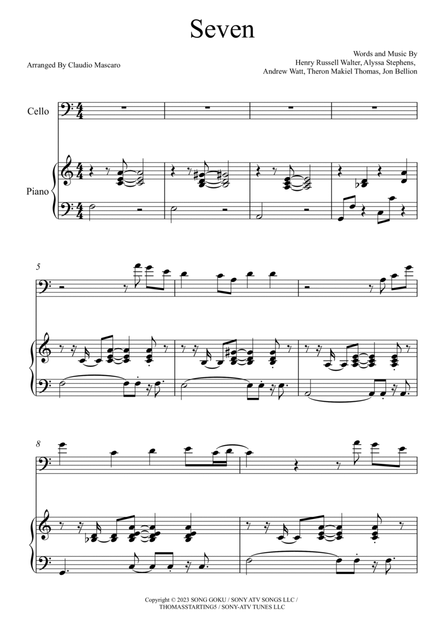 Seven Piano scores gallery preview page 1