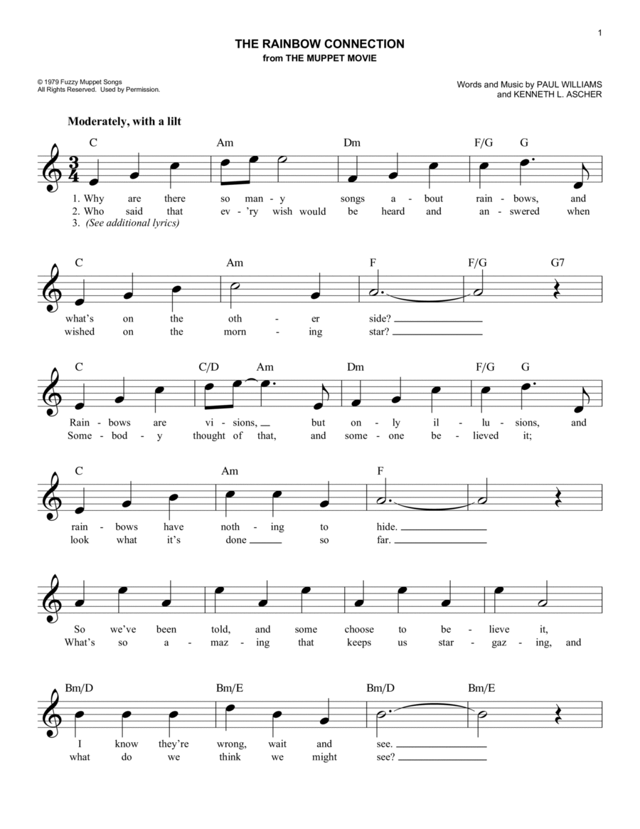 The Rainbow Connection The Rainbow Connection Piano scores gallery preview page 1