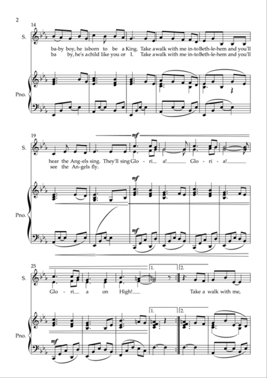 Take A Walk With Me Into Bethlehem Voice scores gallery preview page 2