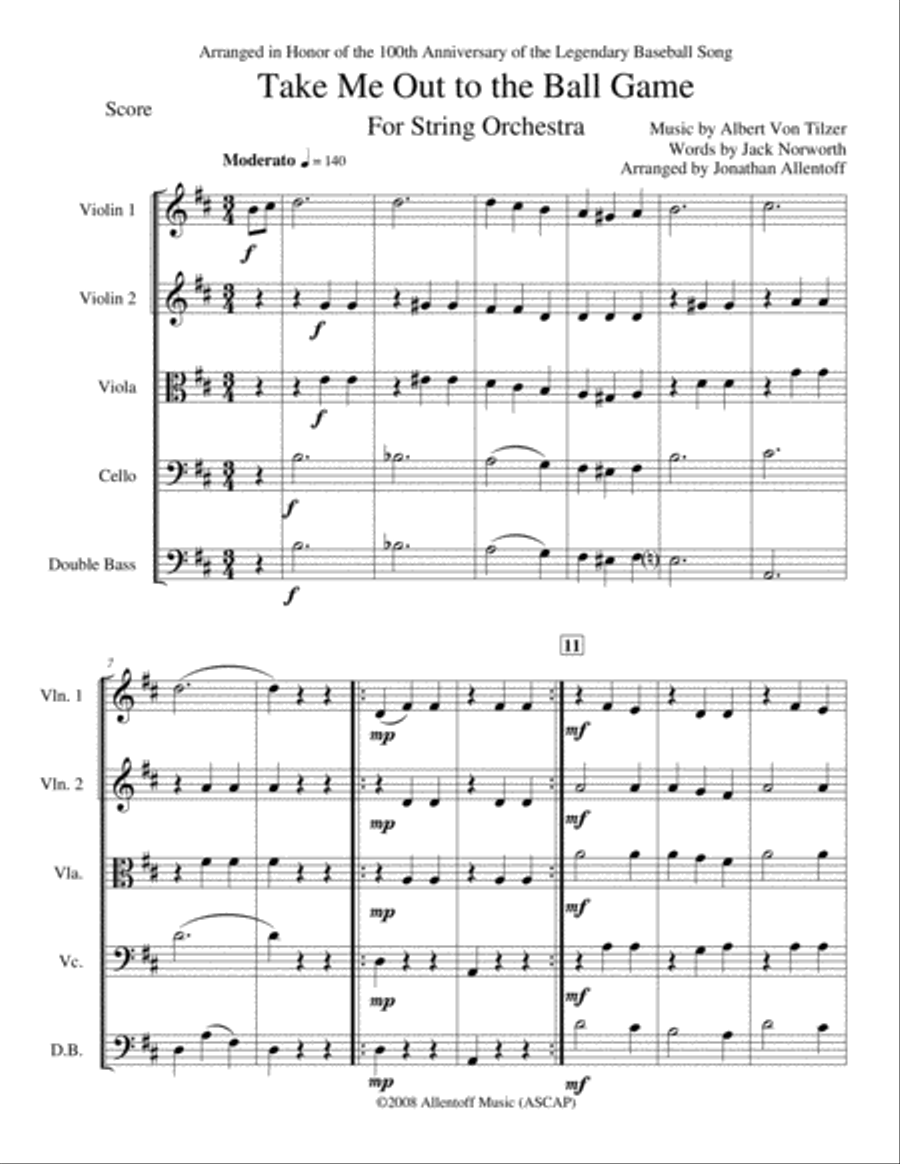 Take Me Out to the Ball Game for String Orchestra String Orchestra scores gallery preview page 2