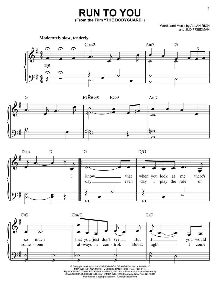 Run To You Voice scores gallery preview page 1